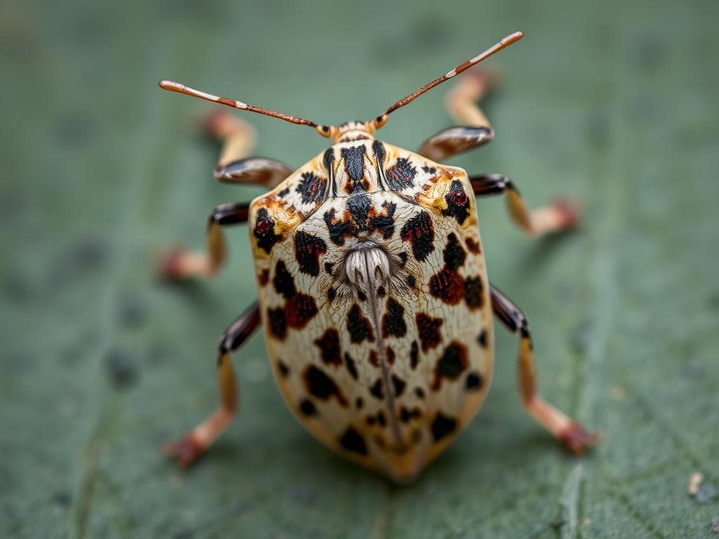 Stinkwanze auf Pflanze im Garten
