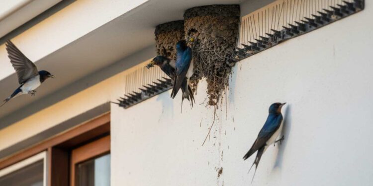Schwalben am Nestbau hindern