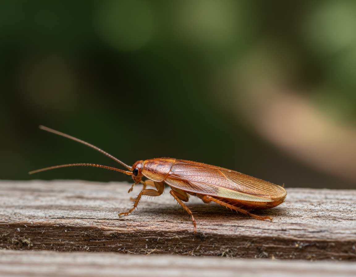 Waldschabe Waldschabe auf Holzoberfläche