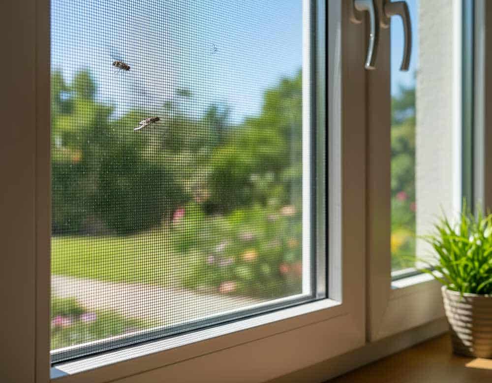 Fliegengitter am Innen-Fenster halten Fliegen fern Fliegengitter am Innen-Fenster halten Fliegen fern